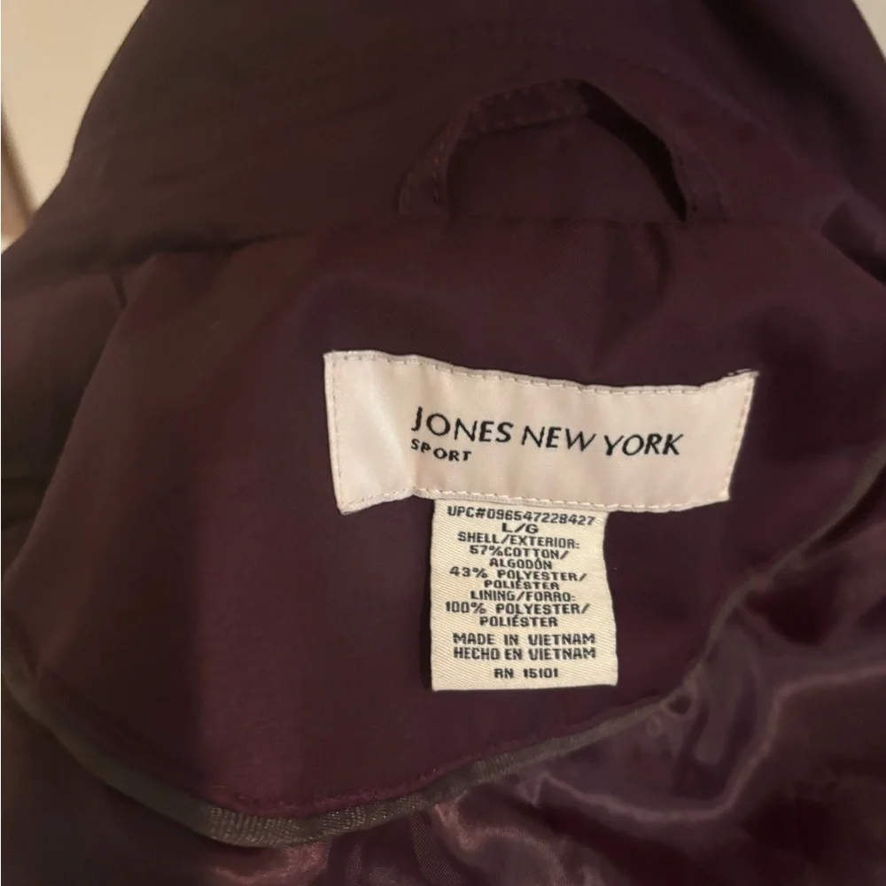 Jones NY burgundy double breasted trench coat Size L - Picture 6 of 6